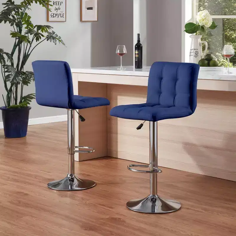 Bar Stools 1 Set of 2, Counter Height Bar Stools, Square Cushion Bar Stools with Back, Footstool, Cafe, 2 pieces