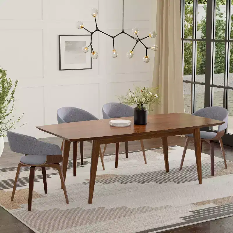 Tierney 66-84 inch x 40 inch Rectangle Mid-Century Modern Extendable Dining Table