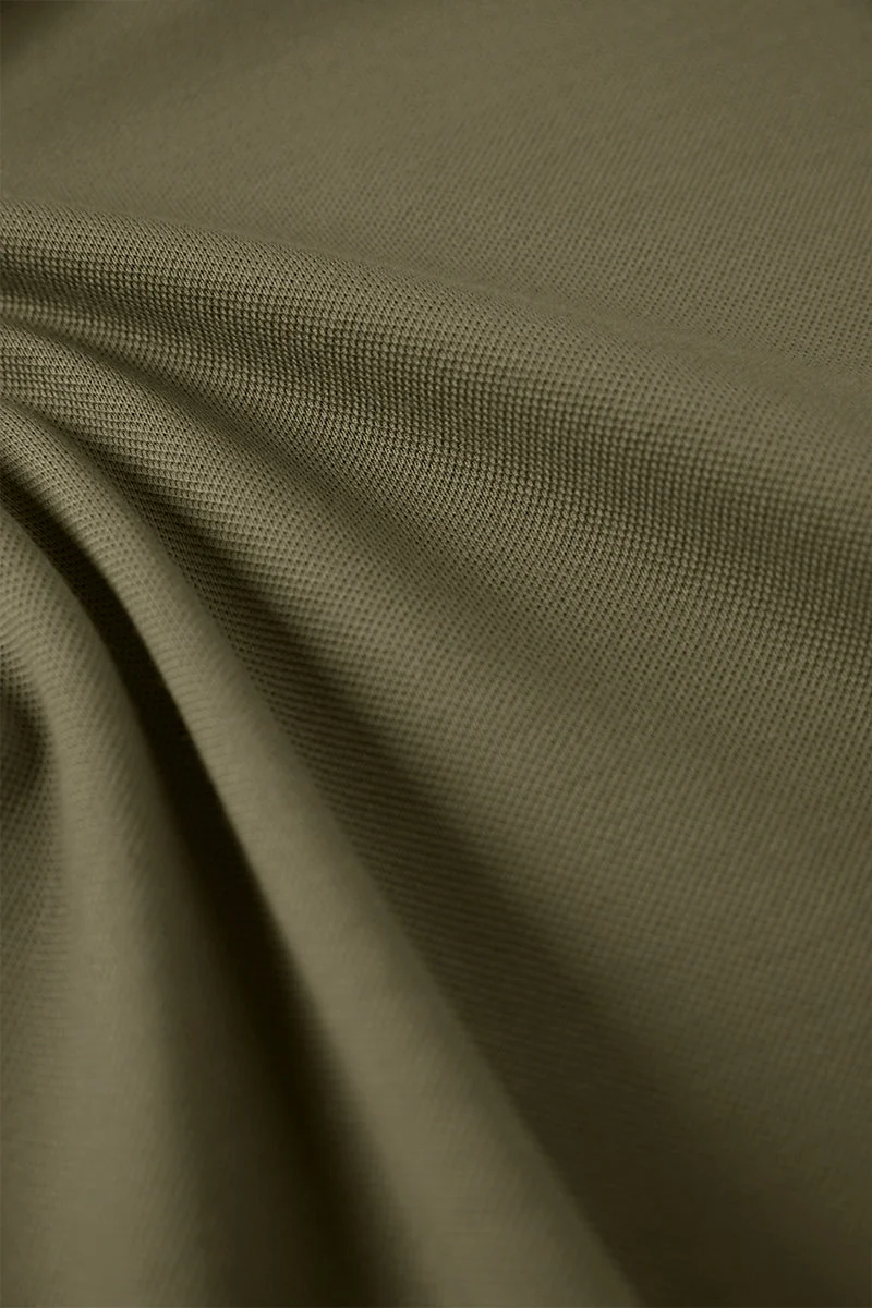 Pique Long Sleeve Polo – Olive