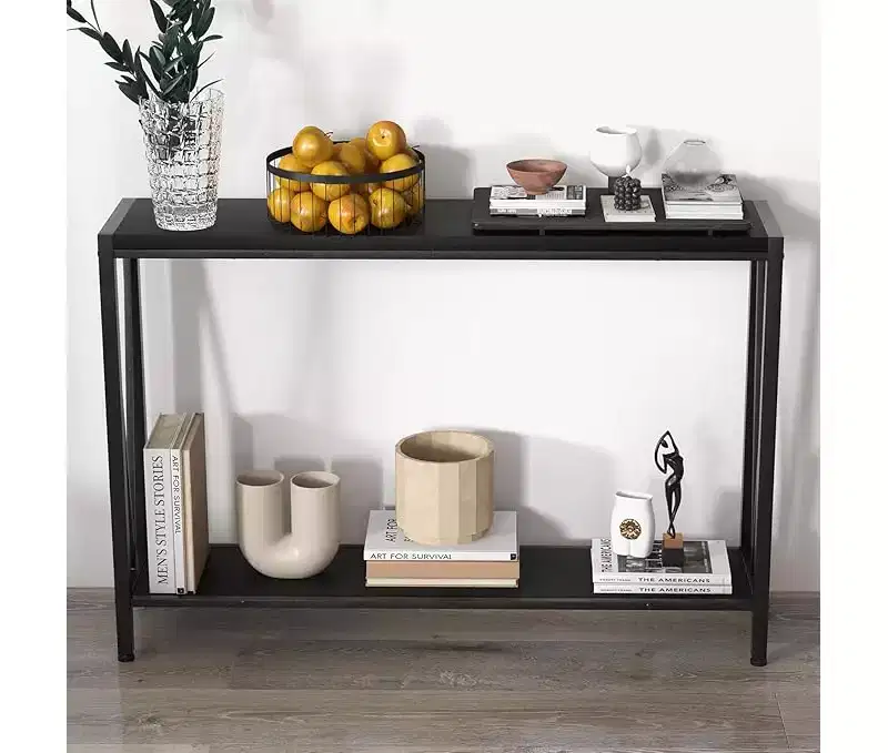 42.9-Inch Narrow Console Table with Storage Shelf, Industrial Rustic Brown Sofa & Entryway Table for Living Room, Hallway