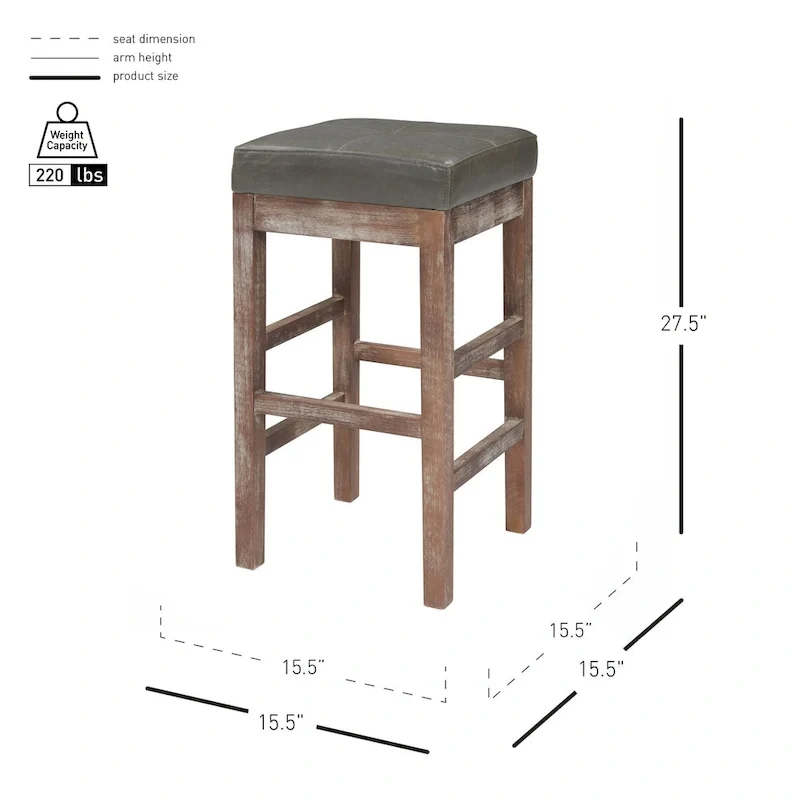 Bonded Leather Backless Counter Stool - 27