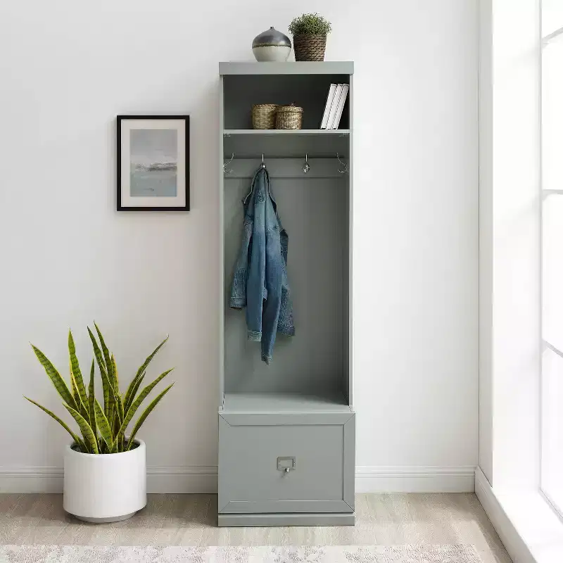 Hall Tree with Hooks and Storage, MDF with Wood Veneer