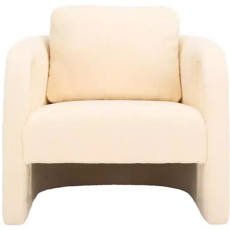 Velvet Accent Chair with Wood Frame and Legs – Cream