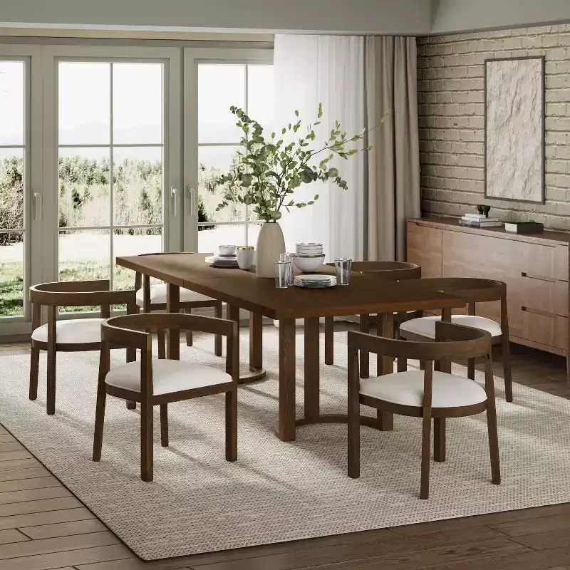Christopher Knight Home Evat Modern 7 Piece Rubberwood Upholstered Dining Set