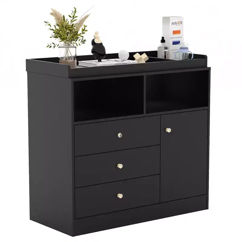 37.4 H Baby Changing Table, Diaper Station 3 Drawers Cabinet Shelves, Convertible Nursery Storage Dresser