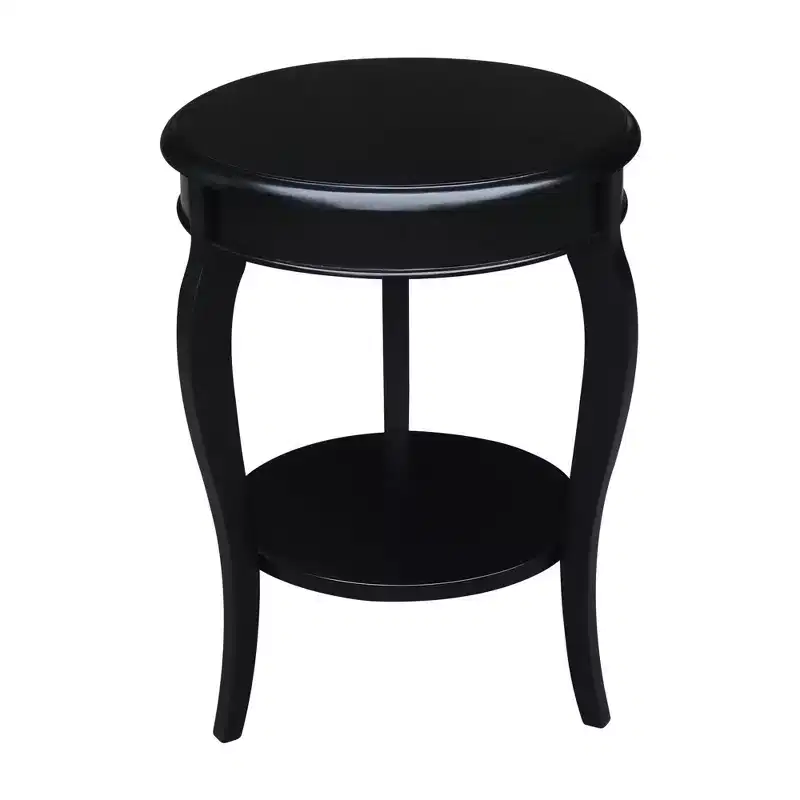 Solid Wood End Table, Black Painted Finish, 18