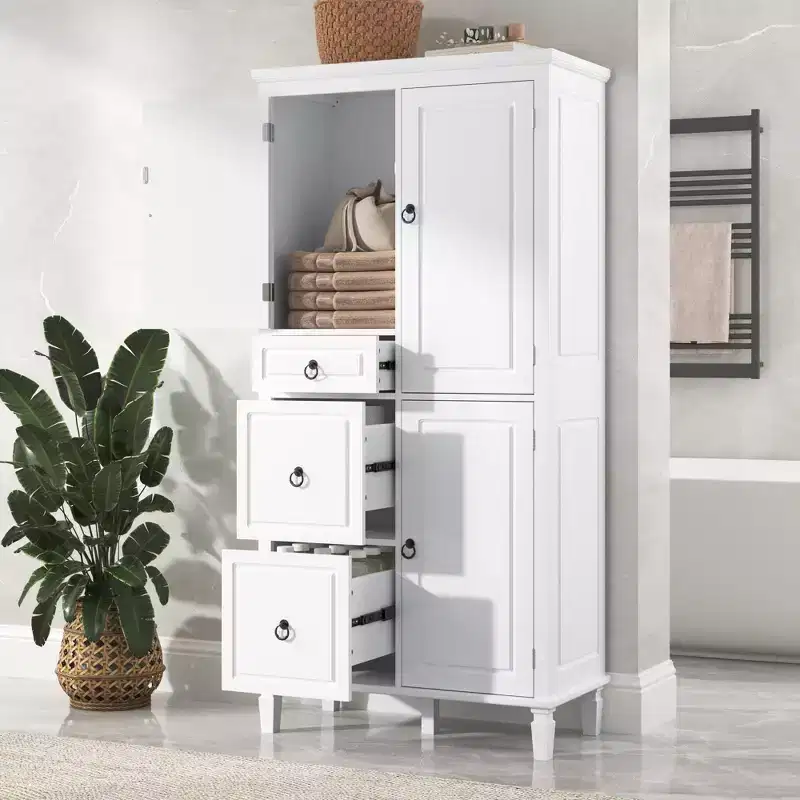 Eleanor Retro Wood Storage Cabinet with Adjustable Shelves, Three Drawers and Three Enclosed Cabinets