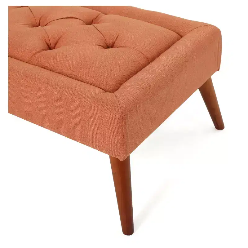 Orange Tufted Rectangular Ottoman – Upholstered Entryway Bench