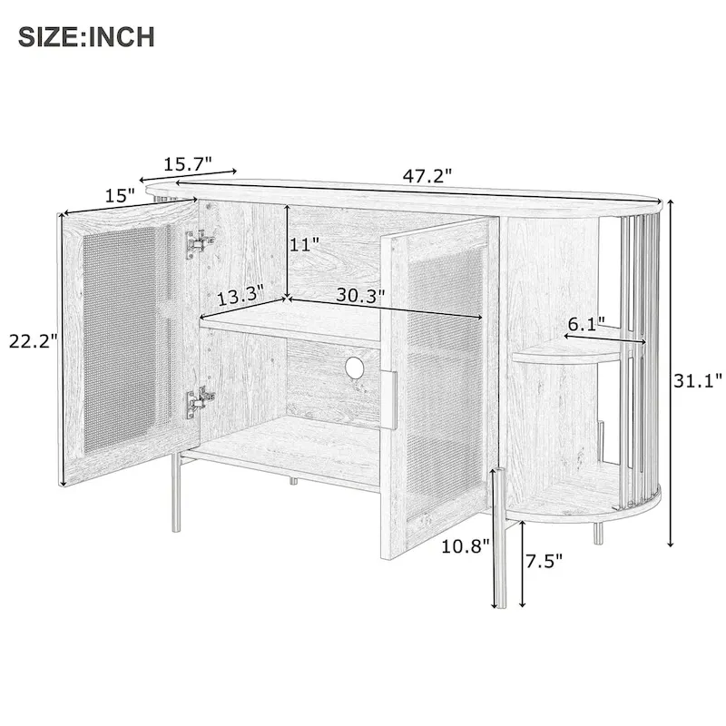 legant Curved Dining Cabinet with Gold Trim