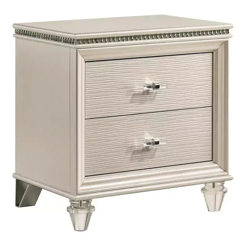2 Drawer Acrylic Legs Nightstand Pearl White