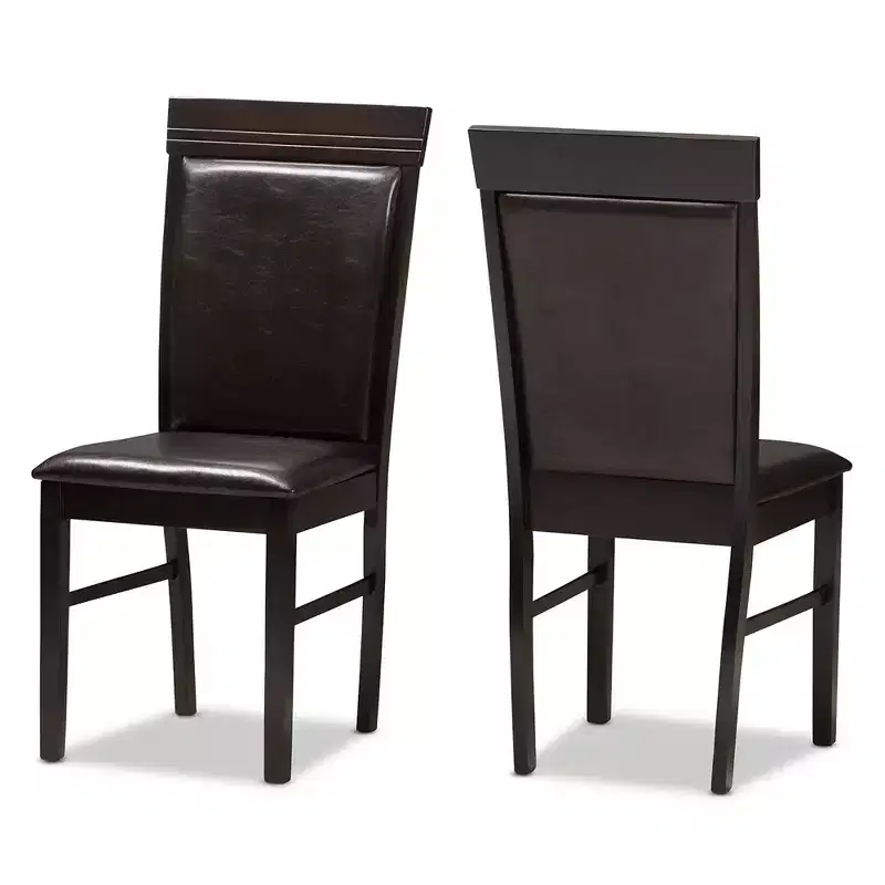 Modern Faux Leather Upholstered Dining Chairs Dark Brown