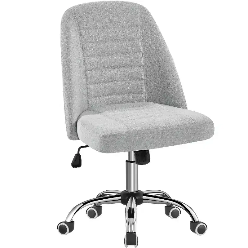 Faux Leather Mid Back Home Office Desk Chair with Chrome-plated Metal Base