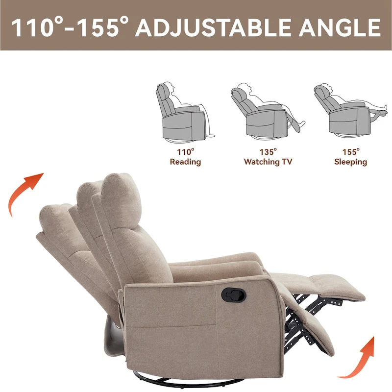 360 Swivel Rocker Recliner Chair with Massage and Lumbar Heating