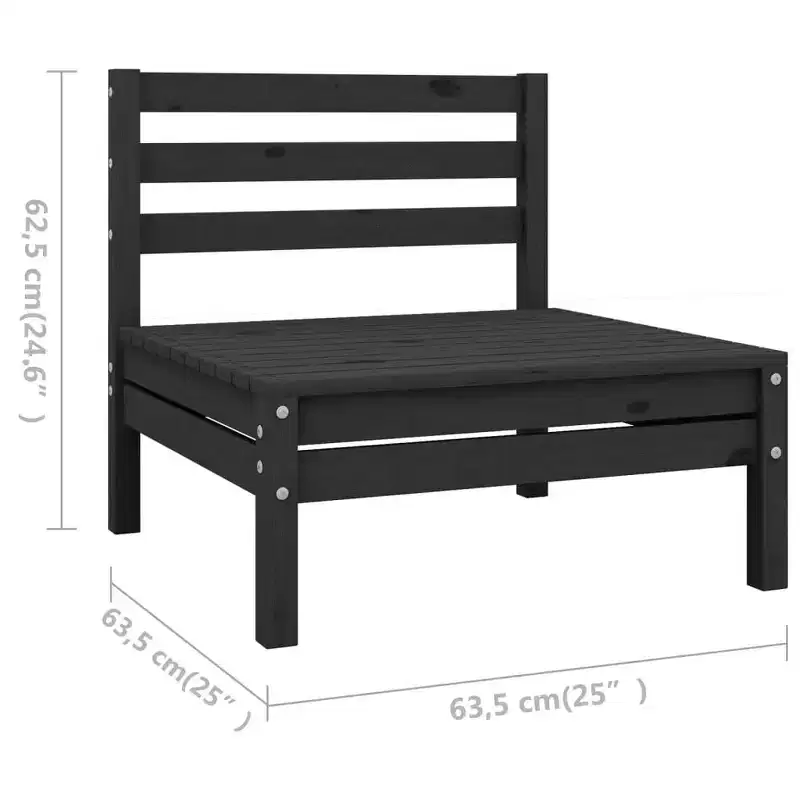 vidaXL Garden Lounge Set Black Solid pine wood 25.0 in x 25.0 in x 24.6 in