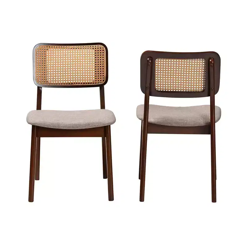 Baxton Studio Baxton Studio 2pc Dannon Fabric and Wood Dining Chairs Gray/Walnut Brown/Light Brown: Polyester Upholstery, Rubberwood Frame