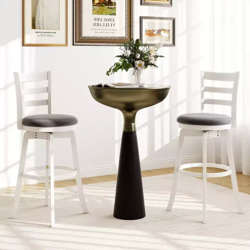 Costway 30.5'' Swivel Barstools Set of 2 w/Backrest & Upholstered Seat Footrest for Pub