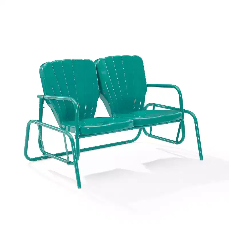 Ridgeland Outdoor Metal Loveseat Glider - Turquoise - Crosley