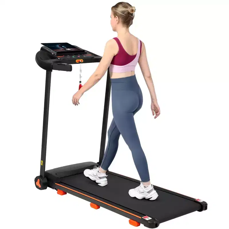 Okak 2.5HP Quiet Folding Treadmill with Heart Rate Sensor, Walking Treadmill with 6 Shock-Absorbing, Compact Treadmill with Bluetooth Speaker, Black