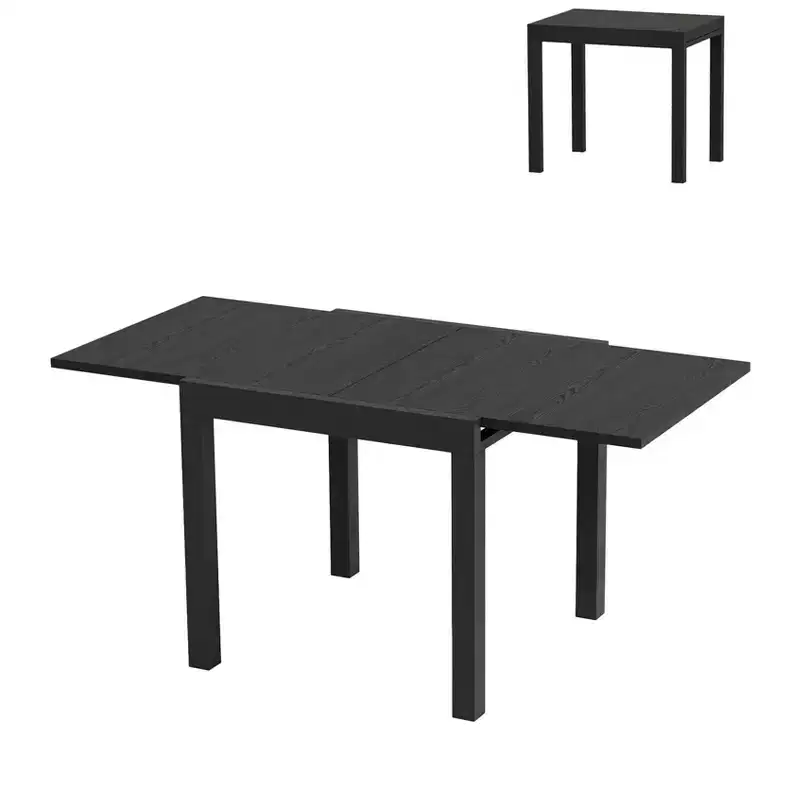 Aluminum Wood Grain Extendable Outdoor Dining Table - Rectangular, Rust-Resistant, Seats 6