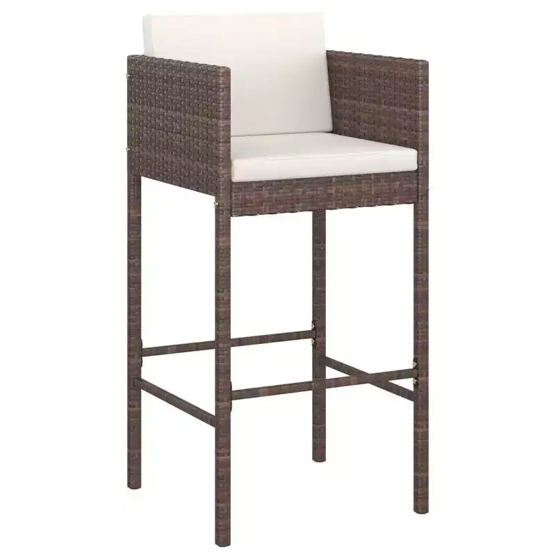 vidaXL Bar Stool Set of 4 Poly Rattan, Powder-Coated Steel