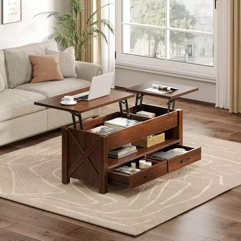 Wood Coffee Table - Adjustable Coffee Table, Height Adjustable Coffee Table, Modern Coffee Table, Stylish Coffee Table
