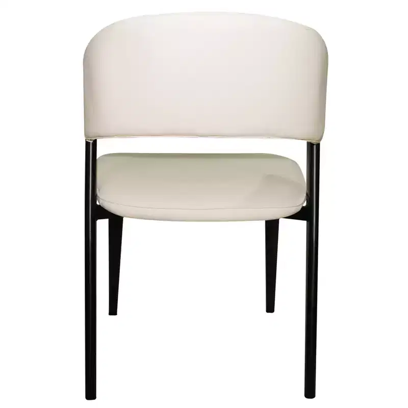 LeisureMod Aspen Series Upholstered Dining Chair in Leather Seats with Black Iron Frame and Legs, Modern Kitchen, Dining Room, Cafe Seating