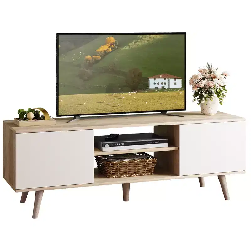 GALAXHERO TV Stand for 55-60 inch TVEntertainment Center with Storage Cabinets, TV Console for Living Room