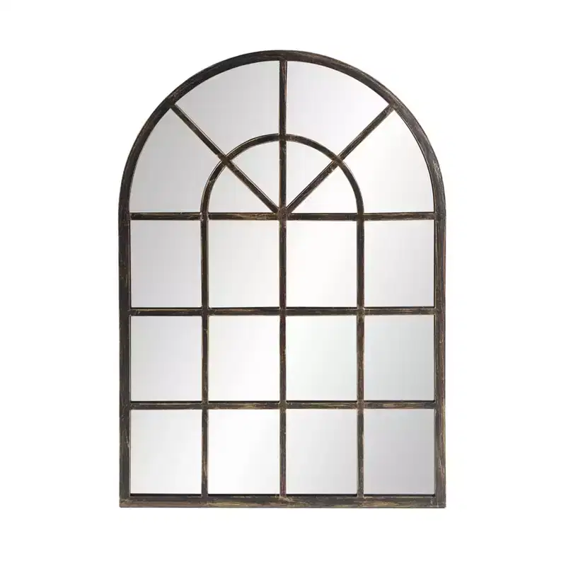 Howard Elliott Arched Windowpane Metal Mirror Oil Rubbed Bronze: Modern Style, 41x29", No Assembly Required