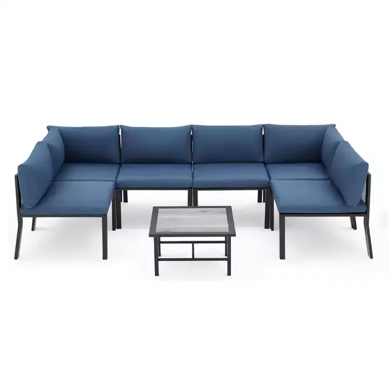 Mondawe 7 Pieces Metal Outdoor Furniture Sets Patio Sectional Sofa Garden Conversation Sets