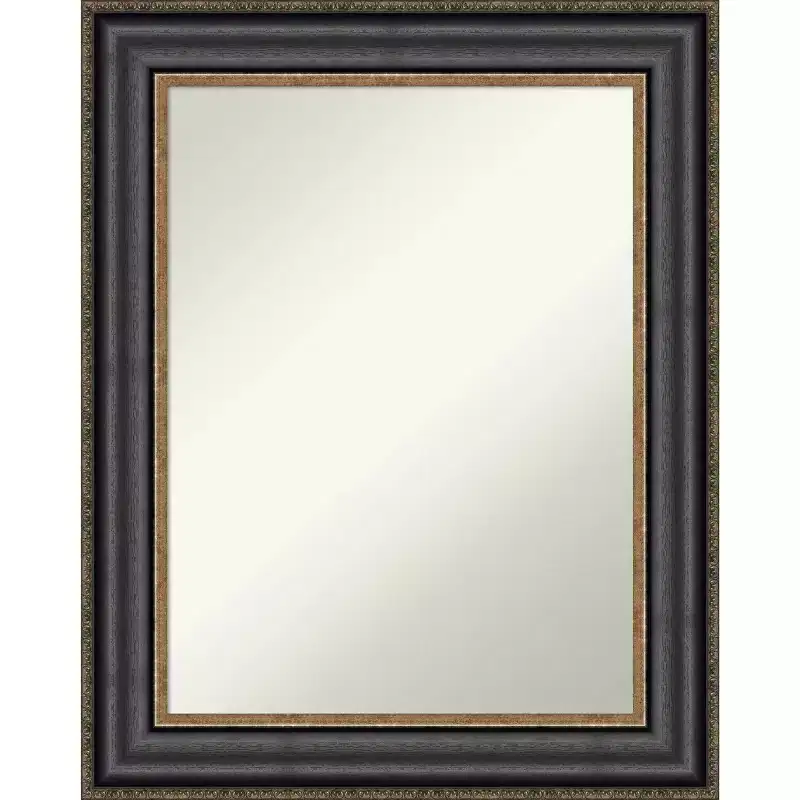 24" x 30" Non-Beveled Thomas Black Bronze Bathroom Wall Mirror - Amanti Art: Polystyrene Frame, Includes Mounting Hardware