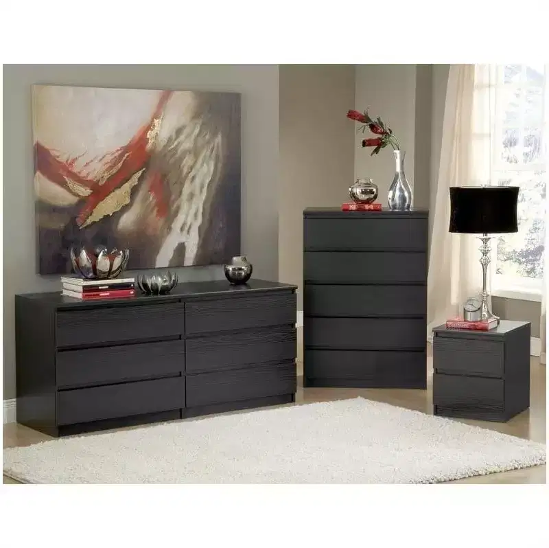 HomeStock 5.43 in.H Particle Board Vertical Dressers with 5 - Drawers in Black Finish