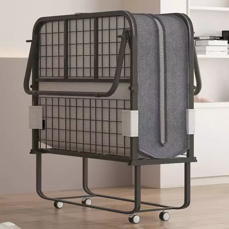Folding Bed with Mattress,Portable Guest Bed Camping Cot,Soft Padded Rollaway Sleeping Bed