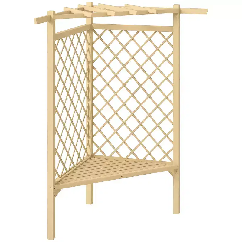 Outsunny 55 Trellis Garden Bench, Wooden Park Bench for Climbing Plants with Slatted Seat, Great for Lawn, Backyard, Deck, Natural