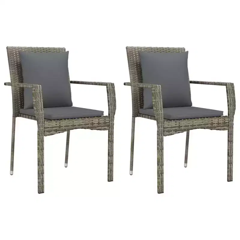 vidaXL Outdoor Garden Chair Set with Cushions - Poly Rattan - Multiple Colors