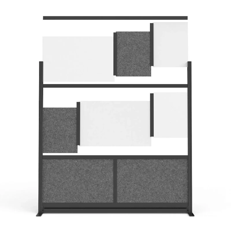 Modular Wall Room Divider System - Black Frame - 70 x 48 Starter Wall with Whiteboard