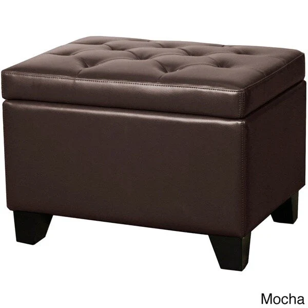 Rectangular Bonded Leather Storage Ottoman
