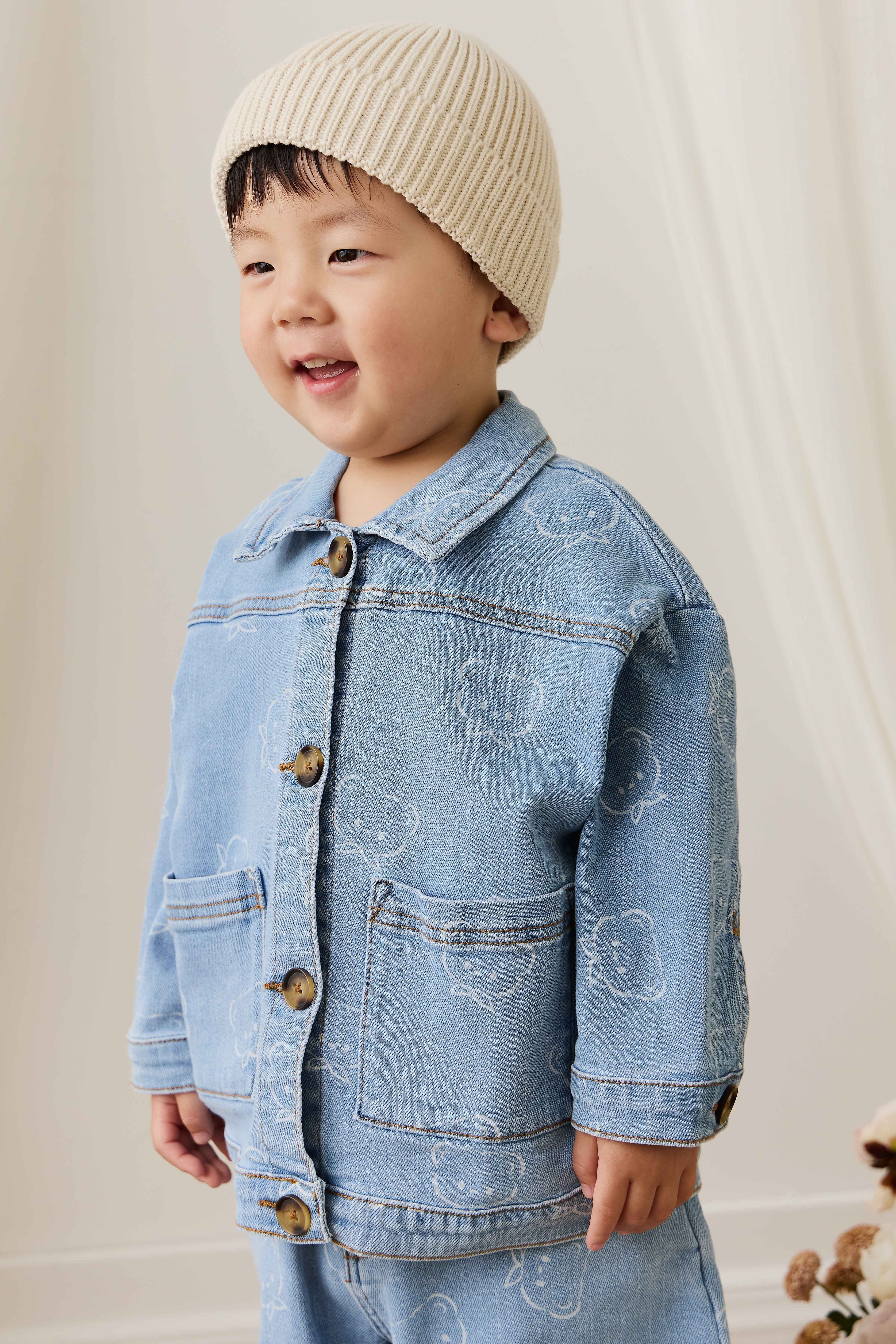 Classic Holiday Stripe Cotton-Blend Jacket with Button Front & Relaxed Fit for Everyday Layering 6M–8Y