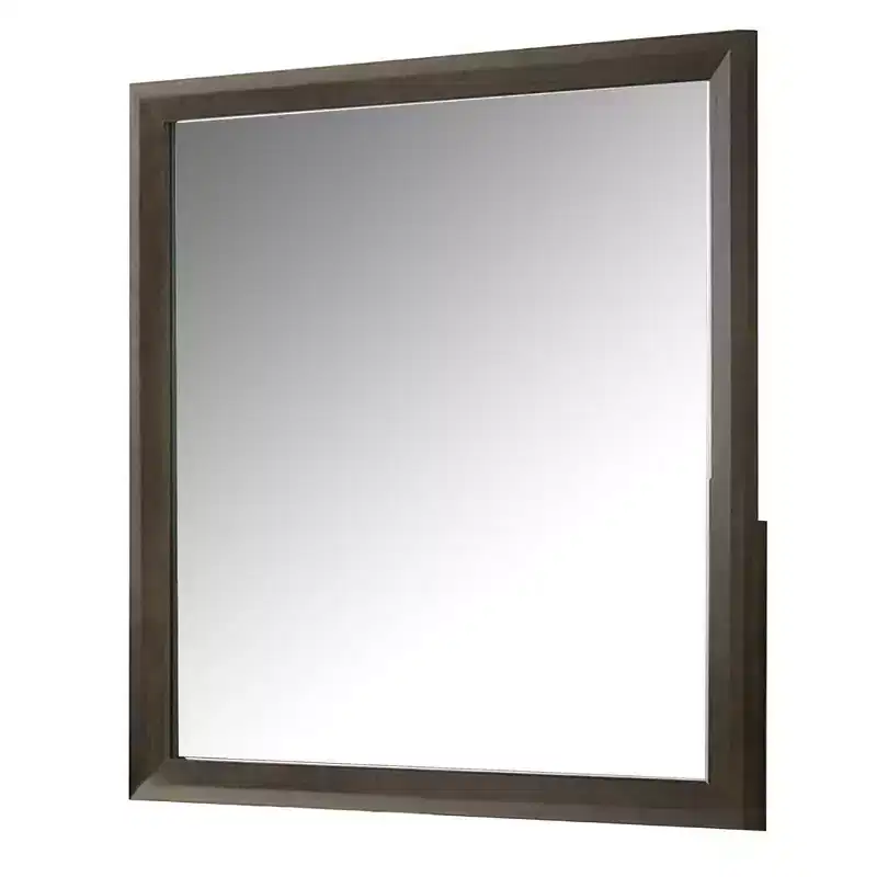Royal Hampton Dresser Mirror, Beveled Glass, Dark Brown Wood Frame, 44x45