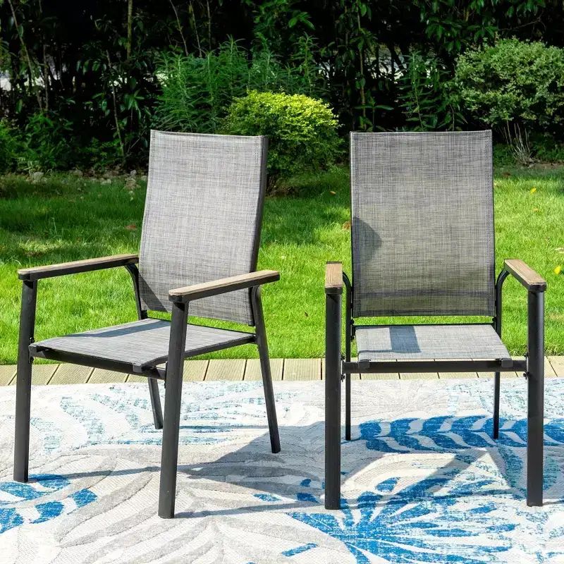 5pc Outdoor Dining Set with Sling Chairs & Square Powder Coated Aluminum Table - Captiva Designs: Weather-Resistant Patio Set