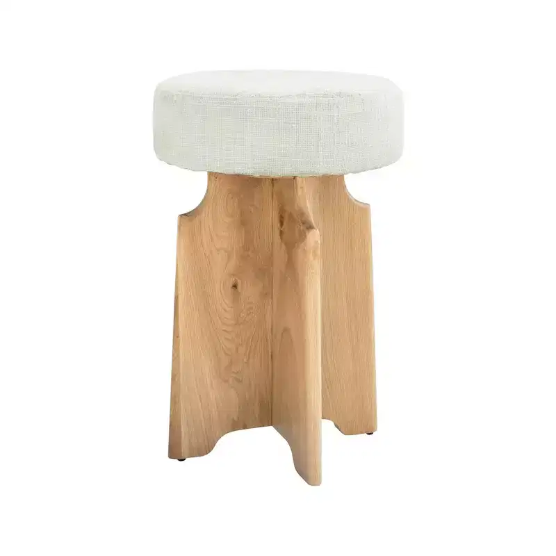 Meridian Furniture Jasper Cream Boucle Fabric Stool