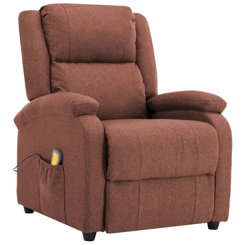 vidaXL Massage Chair Brown Fabric - 71 x 92 x 96 cm