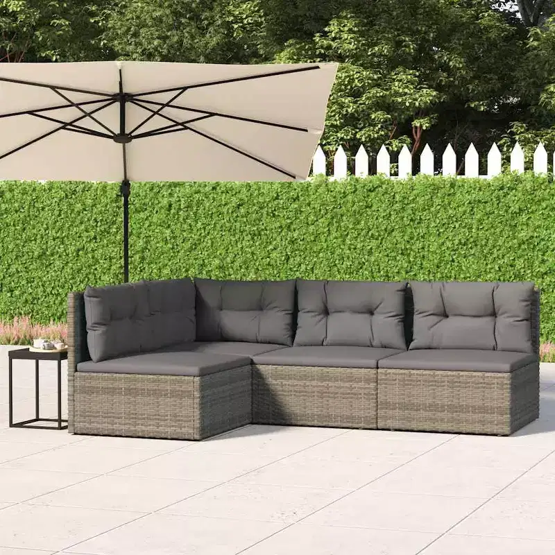 vidaXL Patio Furniture Set Garden Outdoor Lounge Set with Cushions Poly Rattan