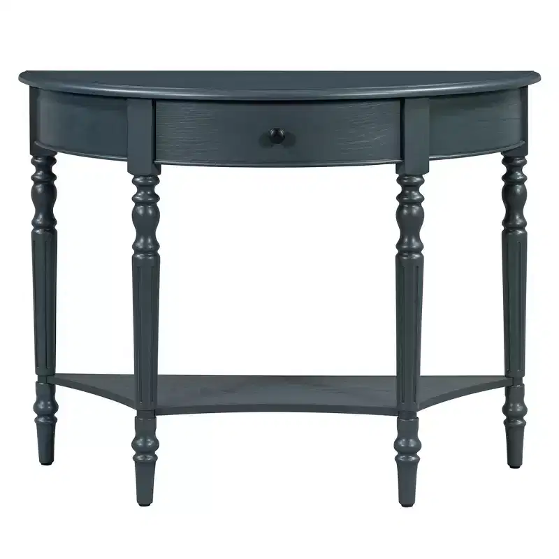 Polibi Farmhouse Crescent Entry Console with Drawer & Shelf