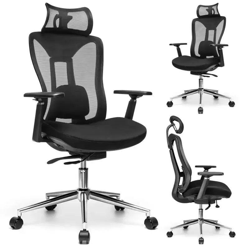 Ergonomic Office Chair with 3D Headrest 2D Armrests Mesh Back 135-Degree Recline 330 lb Capacity Desk Chair with Dynamic Lumbar Support