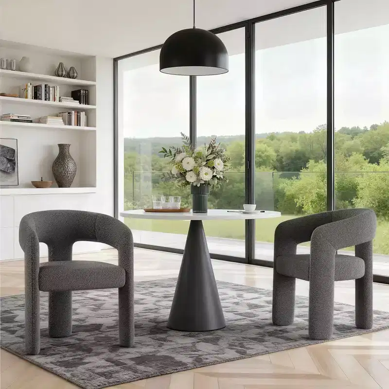 MAYEERTY Set of 2 Grey Upholstered Dining Chairs, Fully Assembled Seating for Kitchen Living Room