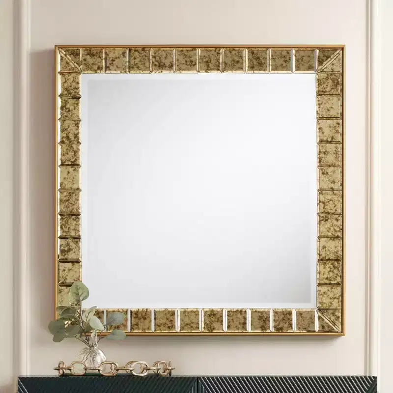 Noble Park Lanham 31 1/2 x 31 1/2 Square Antique Gold Wall Mirror