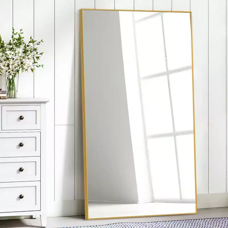 51x31 Aluminum Fine Edge Right Angle Rectangle Full Length Mirror-Without Stand