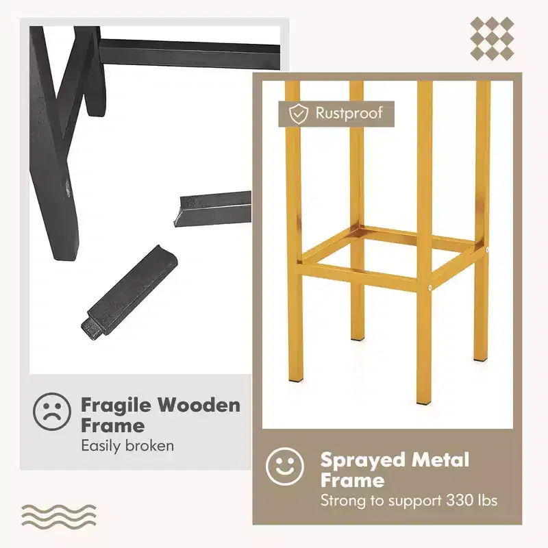 Costway 4 PCS 26Bar Stool Set with Metal Frame Footrest Backless Counter Height Stool Brown
