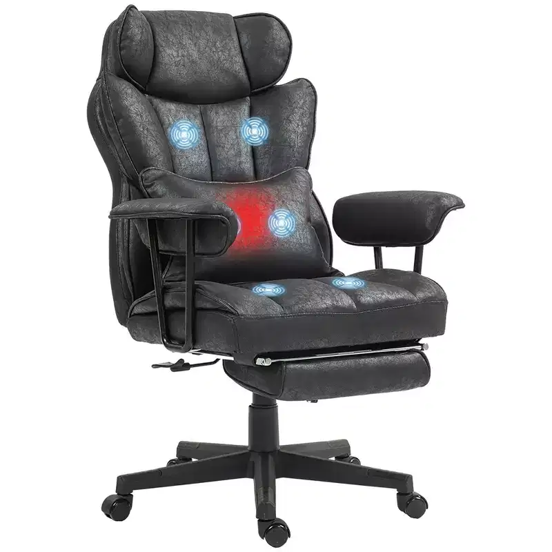 396lbs. Massage Executive Office Chair, Big and Tall Office Chair with Footrest, Lumbar Support and Reclining Function
