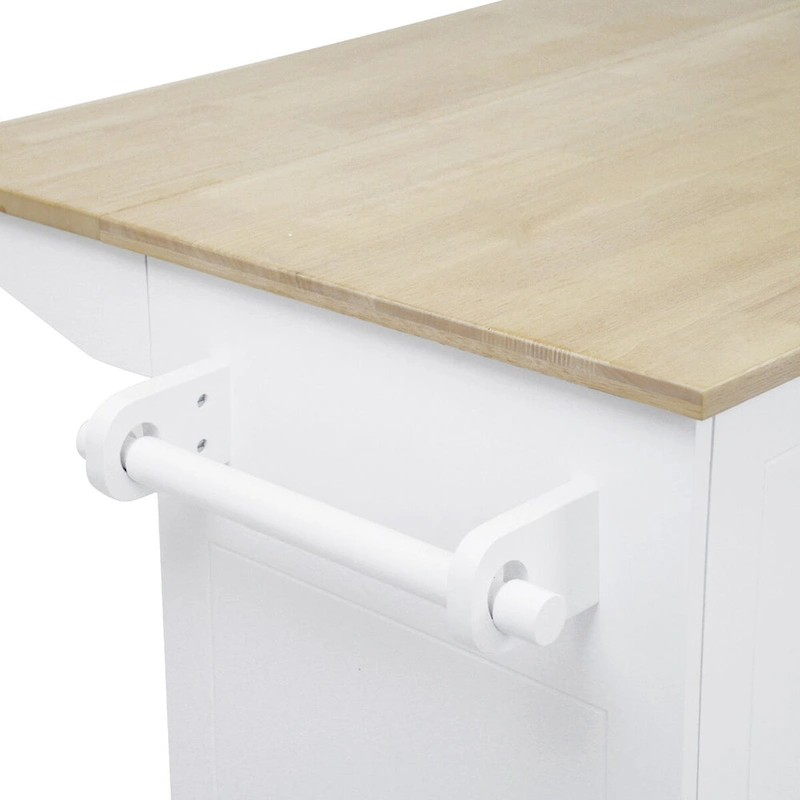 Kitchen Island with Drop Leaf,with Spice Rack, Towel Rack